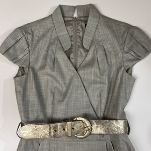 ANTONIO MELANI Gray Sheath Dress with Gold Belt